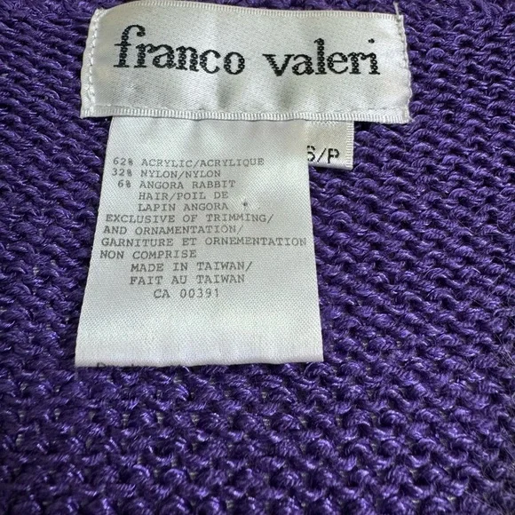 VTG Franco Valerie Angora Rabbit Blend embellished V-Neck Sweater Purple - Picture 12 of 12